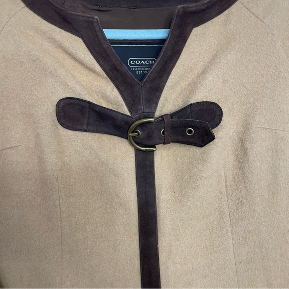 Coach 1941 Brown Camel Fur Trimmed Shift Tent Silk Lined Midi Dress 4 - Picture 8 of 8